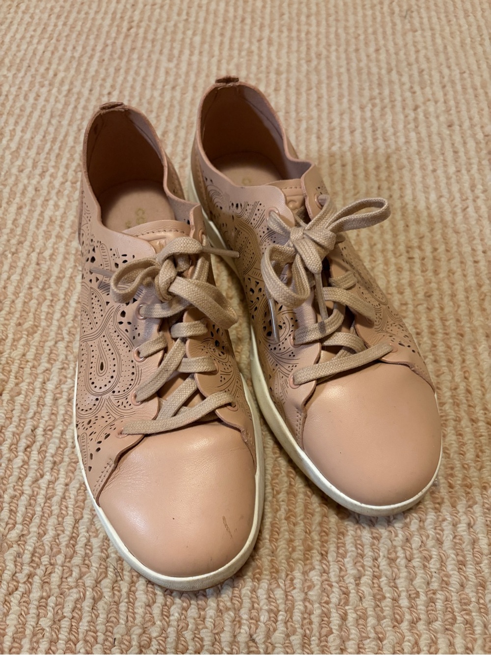 Cole Haan Blush Pink Laser-Cut Lace-Up Sneakers